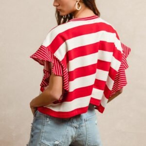 eye-catching red and white horizontal stripes