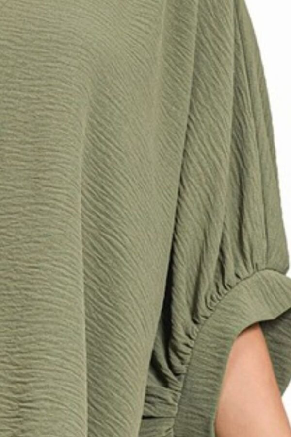 Zenana Zenana Woven Airflow V-neck Puff Half Sleeve Top - Image 3
