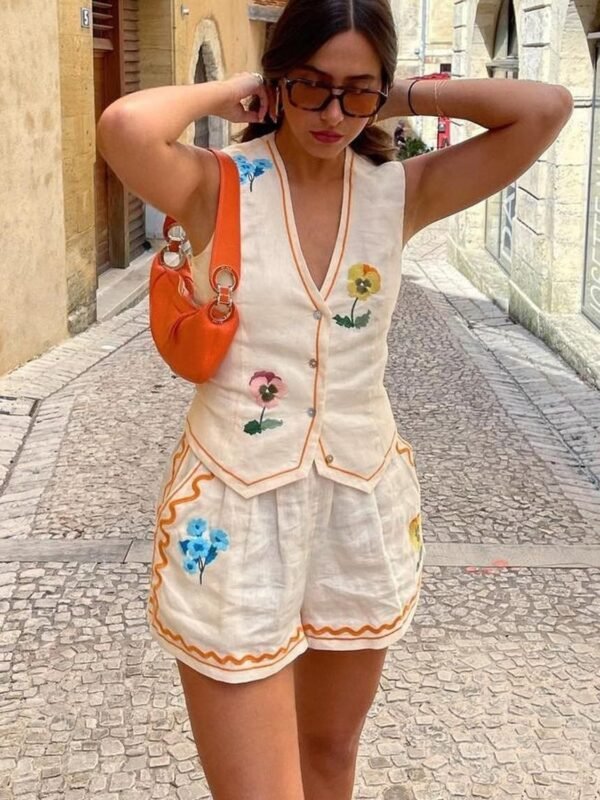 V-Neck Vest and Shorts Set