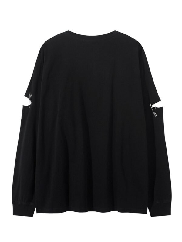 StellarWear Men's Distressed Round Neck Long Sleeve T-Shirt - Image 3