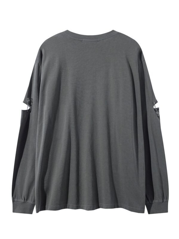 StellarWear Men's Distressed Round Neck Long Sleeve T-Shirt - Image 4