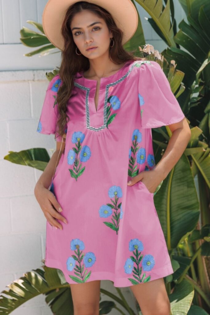 Floral Notched Summer Dress