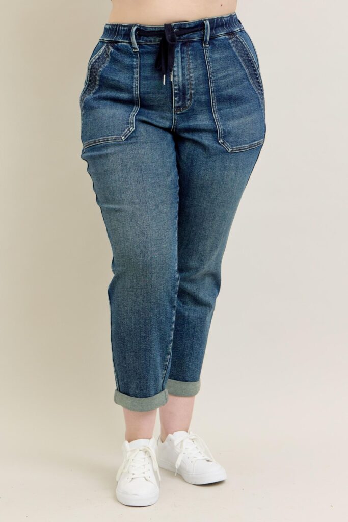 Judy Blue Judy Blue Full Size HW Vintage Wash Jeans w/ Drawstring Plus Size