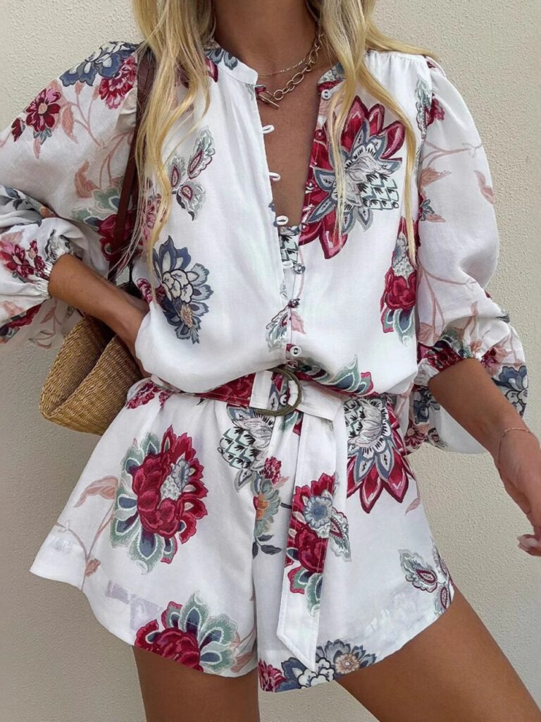 Fashion Forward Floral Print Long Sleeve Romper