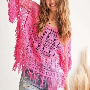 ADORA ADORA Fringe Hem Crochet Top