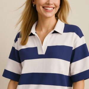 2025/07/1000813287.jpg Oh Pima Cotton Wash Color Block Johnny Collar Half Sleeve Top