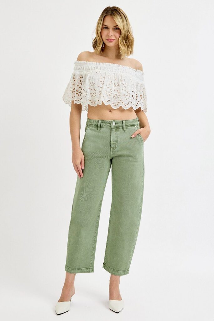 RISEN RISEN Full Size Tummy Control High Rise Crop Barrel Jeans Plus