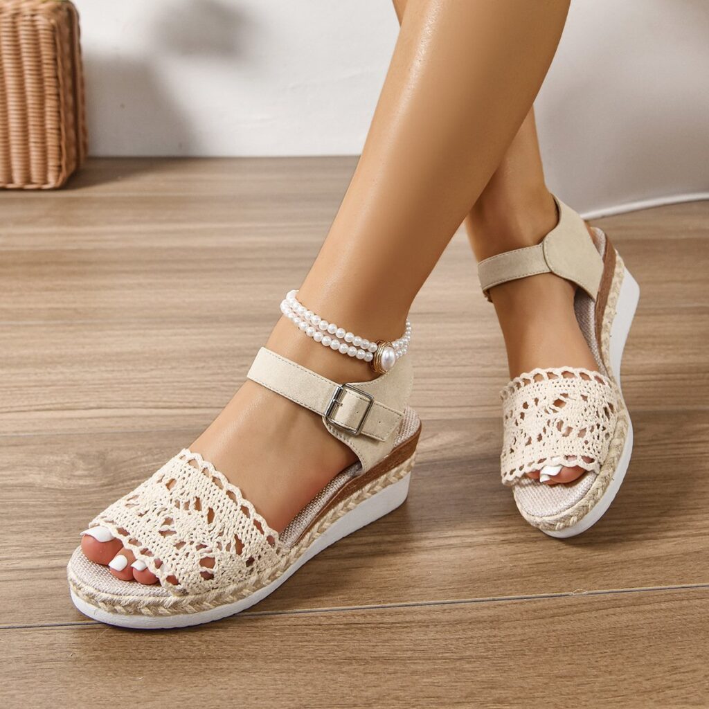 Aloha Sandals Crochet Platform Wedge Sandals