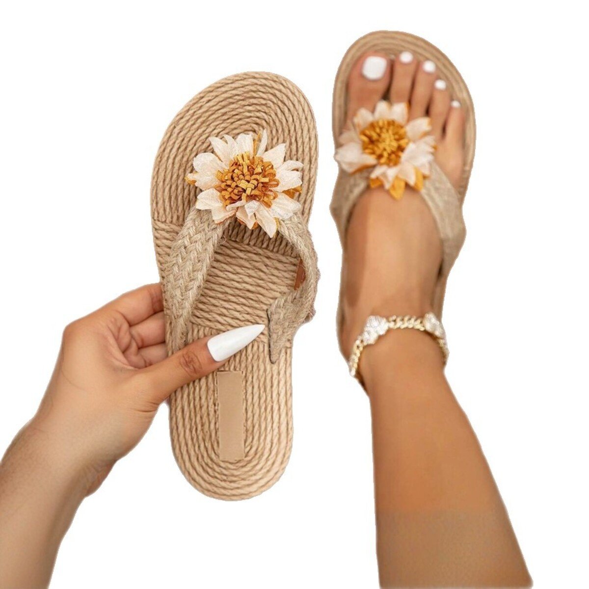 Floral Embellished Flat Sandals