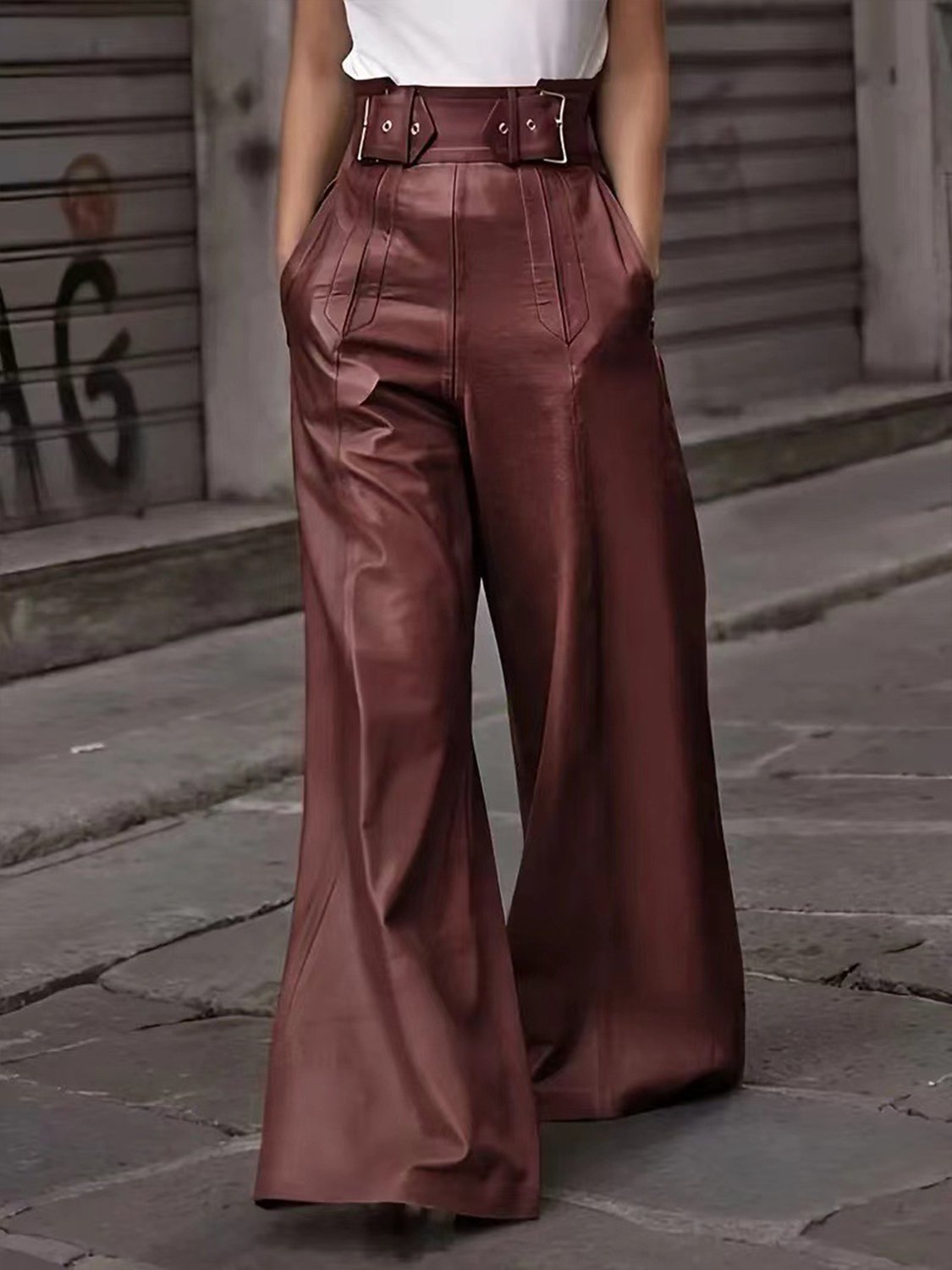 Beautera Half Elastic Waist Wide Leg Pants - Image 2