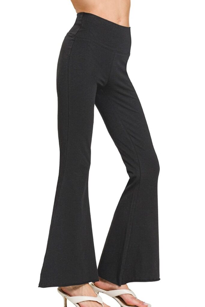 Zenana Zenana Raw Edge Hem Flare Yoga Pants
