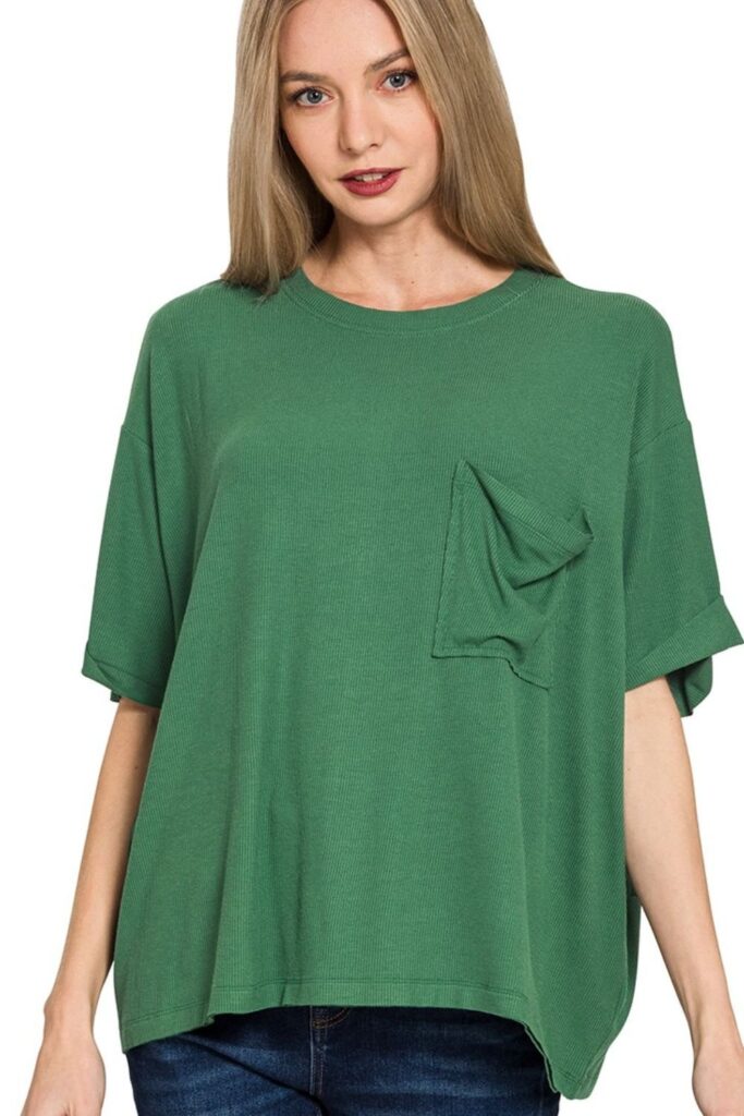 Zenana Zenana Oversized Ribbed Round Neck Short Sleeve Tee