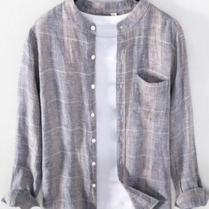 RadianceWear Men's Plus Size Striped Button Up Long Sleeve Shirt