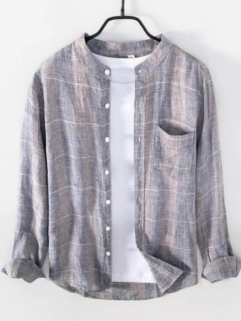 RadianceWear Men's Plus Size Striped Button Up Long Sleeve Shirt