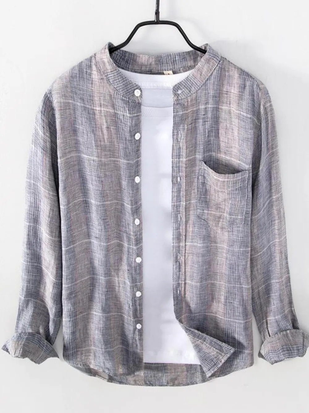 RadianceWear Men's Plus Size Striped Button Up Long Sleeve Shirt