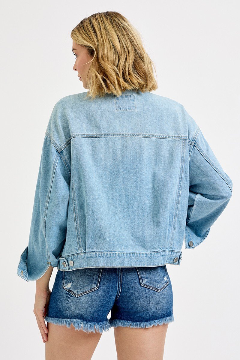 RISEN RISEN Washed Dropped Shoulder Denim Jacket - Image 2