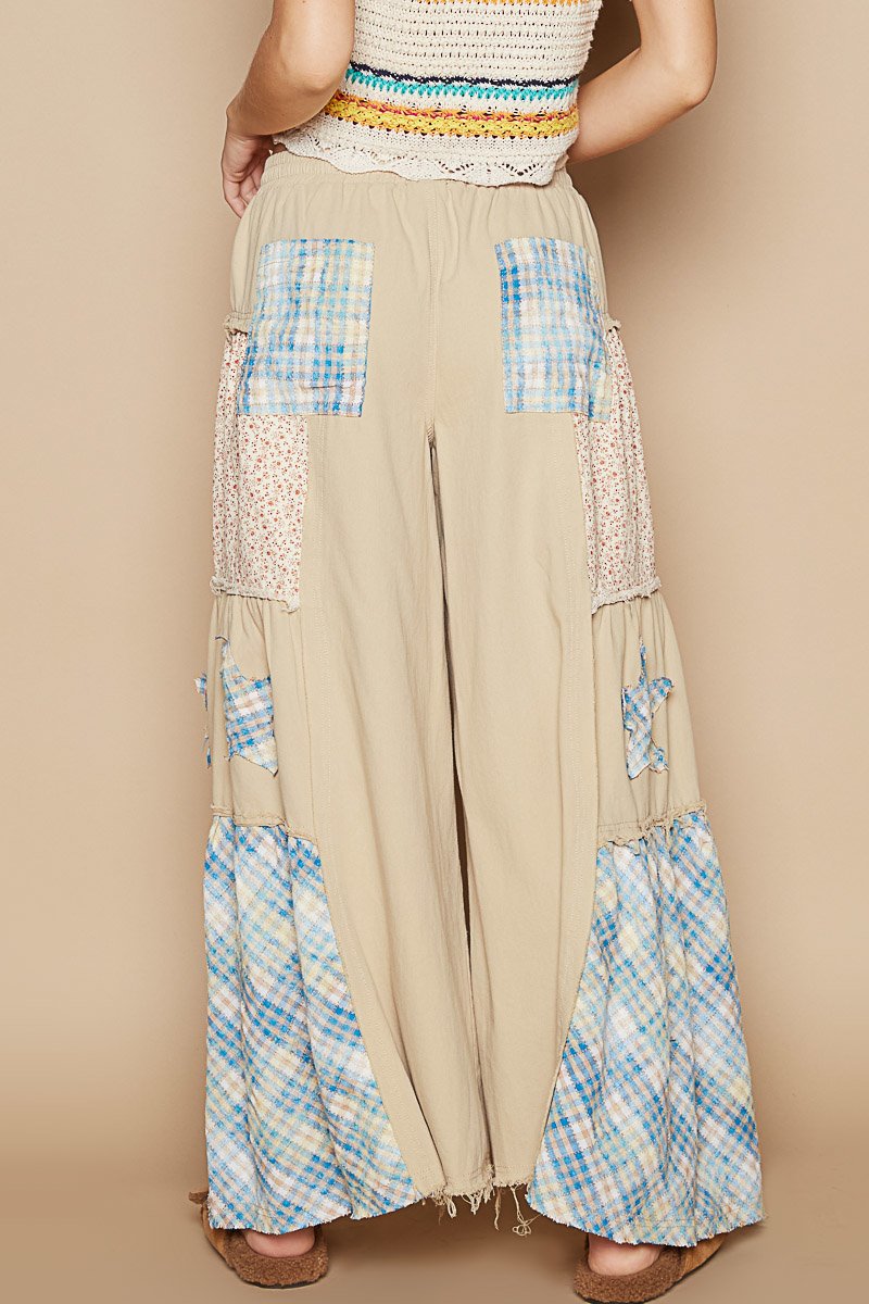 POL POL Drawstring Star Patch Contrast Wide Leg Pants - Image 3