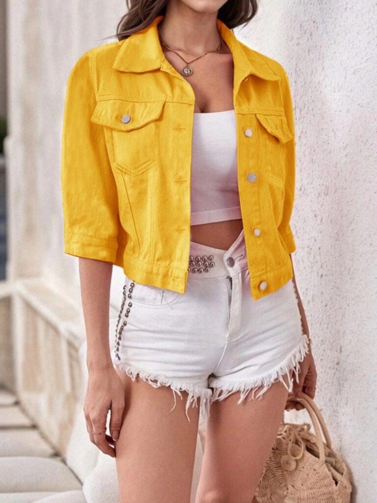 Ease Mee Full Size Cropped Denim Jacket Plus Size