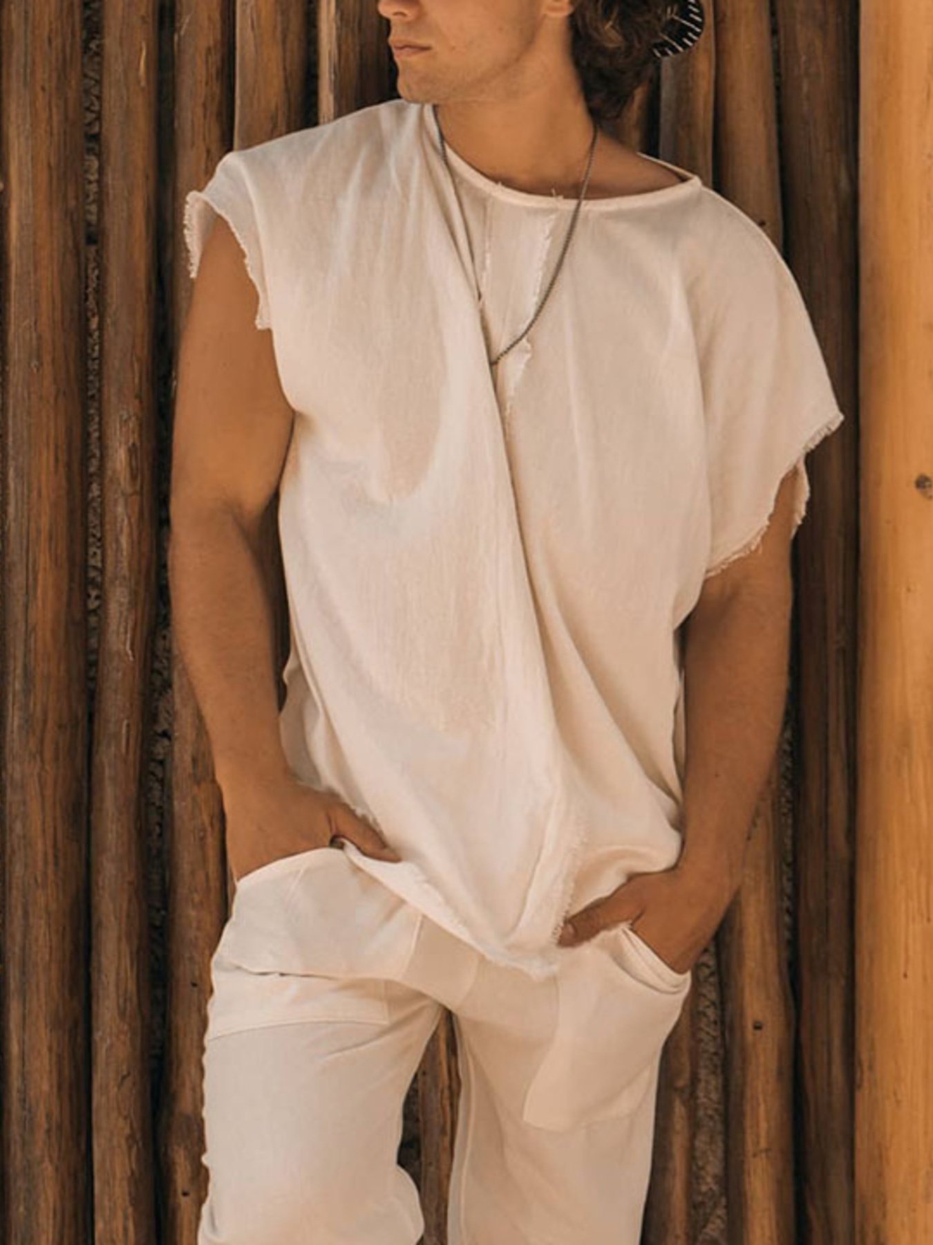 Hard Core Men's Full Size Relaxed Fit Raw Hem Cap Sleeve Top Plus Size - Image 2