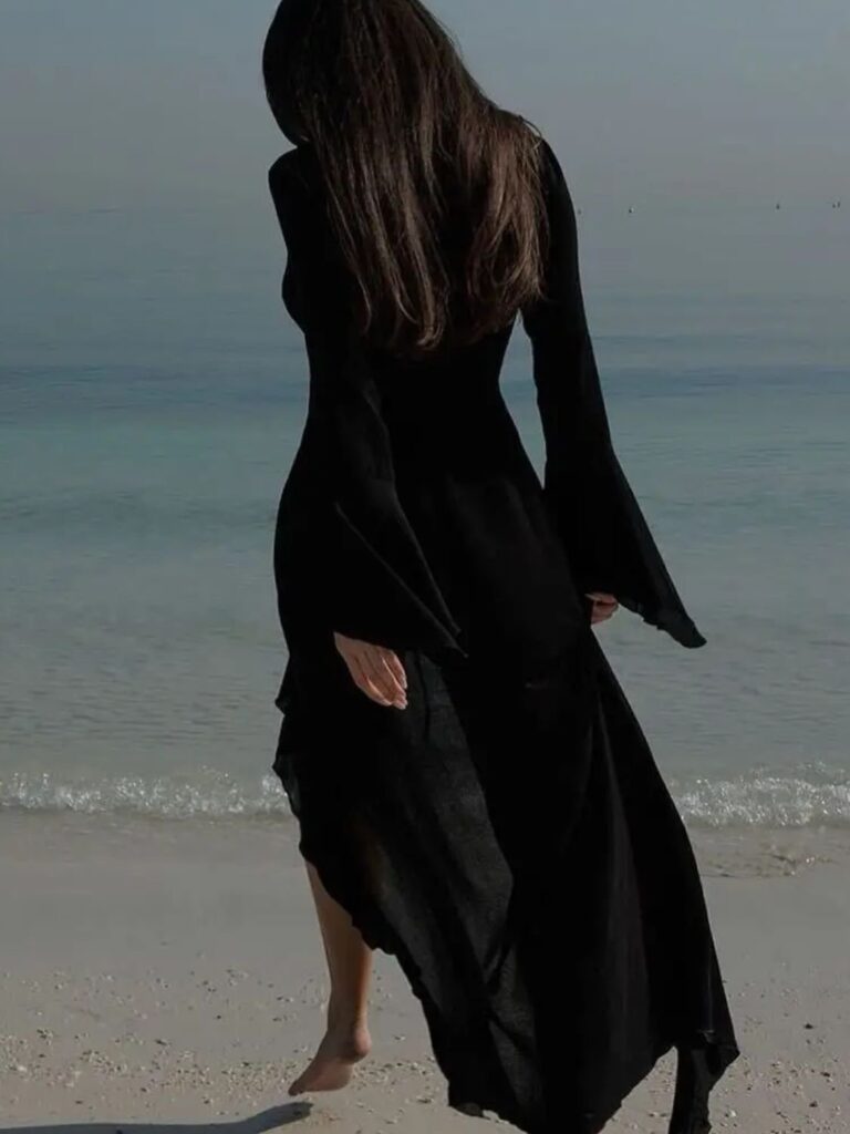 Chic Avenue Ruffled Long Sleeve Cover-Up Dress