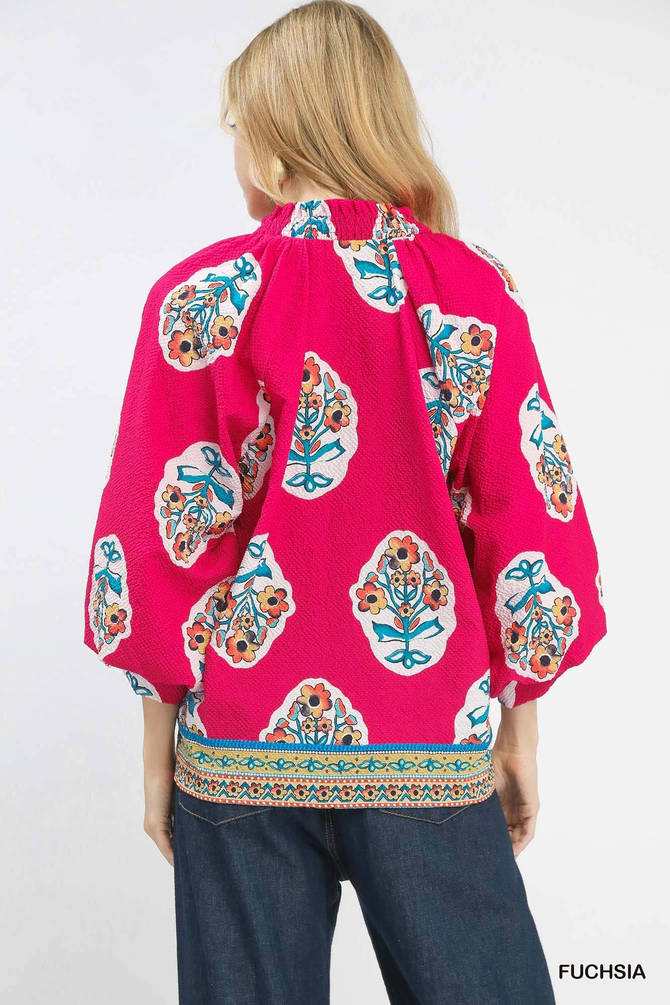Umgee Boho Floral Print Tunic Blouse - Image 4