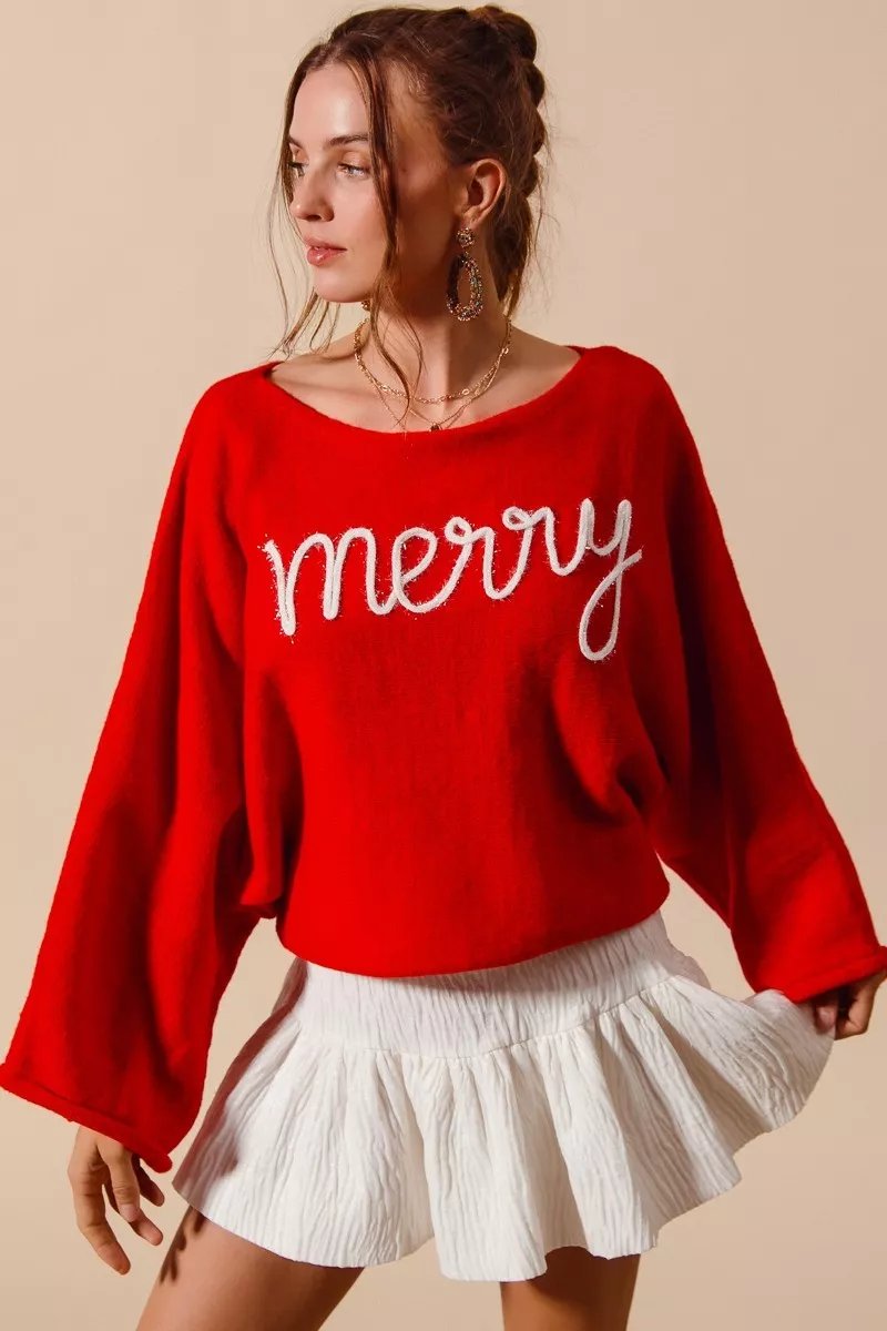 Lettering Sweater Top
